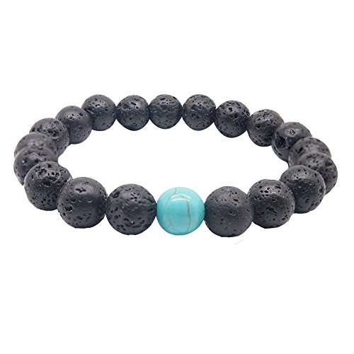 BEDERO Men's Bead Distance Bracelet, Volcano Lava Turquoise Couples Lover Relationship Bracelets