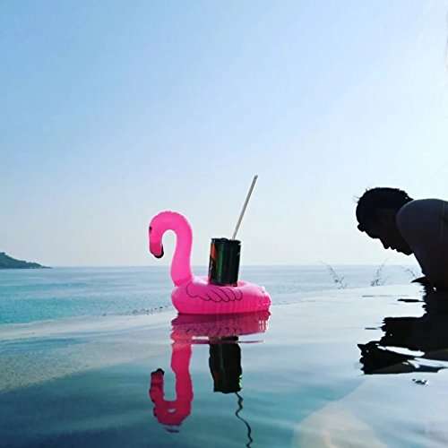 Outgeek Floating Drink Holders, 12 Pcs Inflatable Palm Tree Drink Holders Flamingos Flamingo Drink