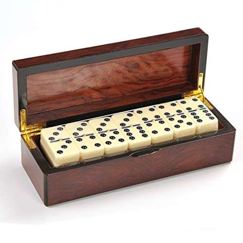 MINGXUN Double 6 Dominoes Gift Set 28 Tiles with Spinner in Wooden Box...