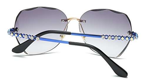 VOLCHIEN Rimless Rhinestone Ladies Sunglasses Metal Arm UV Protection Oval Frameless Women Sun glas