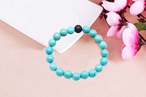BEDERO Men's Bead Distance Bracelet, Volcano Lava Turquoise Couples Lover Relationship Bracelets