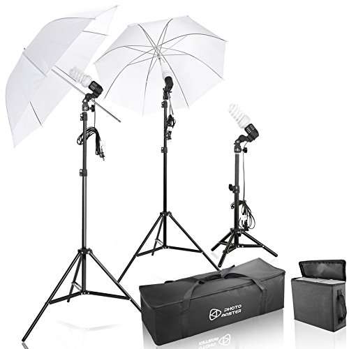Photo Master 600W Photography Studio Video Portrait Soft Umbrella Continuous Triple Lighting Kit fo