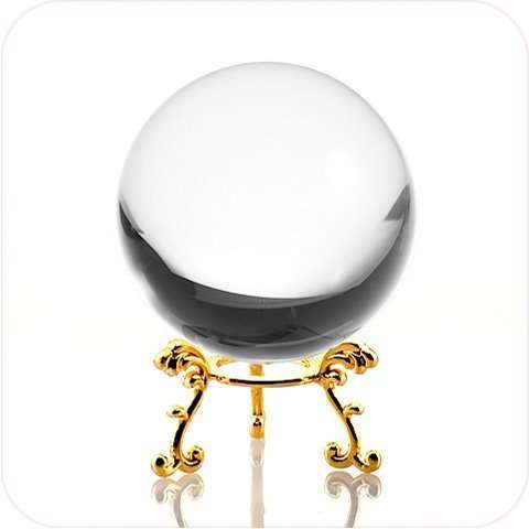 Amlong Crystal Clear Crystal Ball 60mm (2.3 in.) Including Golden Flower Stand and Gift Package