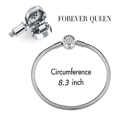 Charm Bracelet fit Pandora Charms, 925 Sterling Silver Basic Snake Chain Bracelet for Wo..