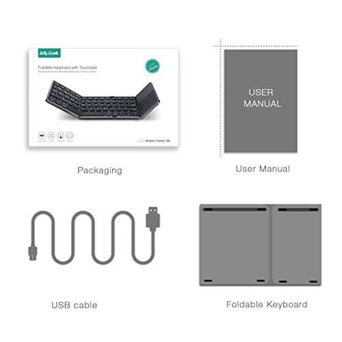 Folding Bluetooth Keyboard, Rechargeable Portable BT Wireless Foldable Mini Keyboard with Touchpad