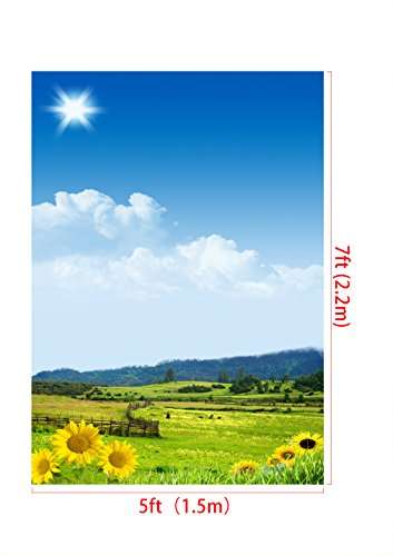 Kate Spring Backdrop Blue Sky White Clouds Backdrops Grassland Flower Backdrop for Photo Photograph