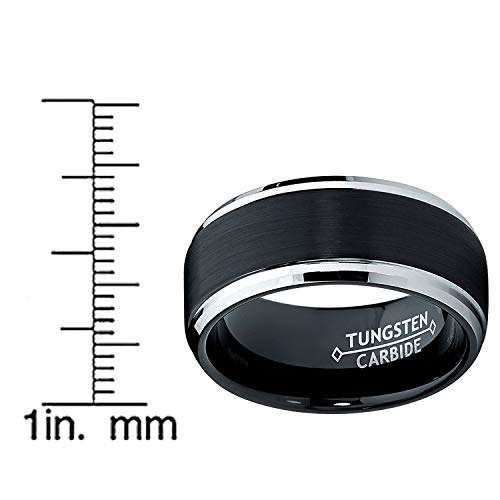 Metal Masters Co. 9MM Black Two Tone Tungsten Carbide Men's Brushed Wedding Band Ring  Comfort Fit S