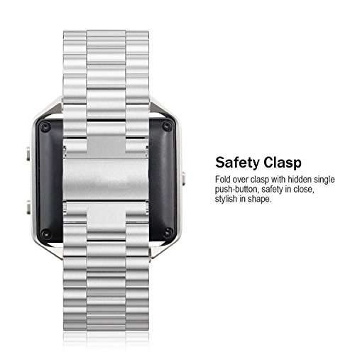 Juvnile Fitness Smart Watch Band Replacement for Fitbit Blaze, Premium Staineless Steel Fitbit Band