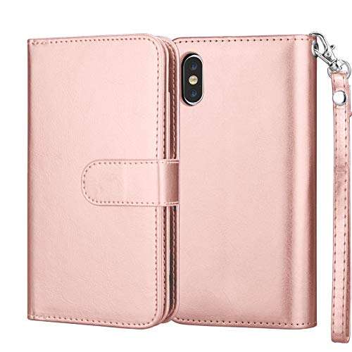 Njjex iPhone XS Max Wallet Case, For iPhone XS Max 6.5 Inch Case, PU Leather [9 Card Slots] ID Cred