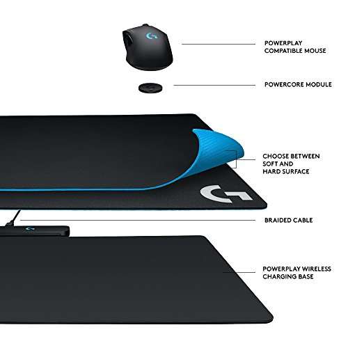 Logitech G Powerplay Wireless Charging System for G703, G903 Lightspeed Wireless Gaming Mice,..