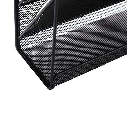 Wall Mounted File Organizer Holder Metal Mesh Magazine Rack for Office and Study Room, Black
