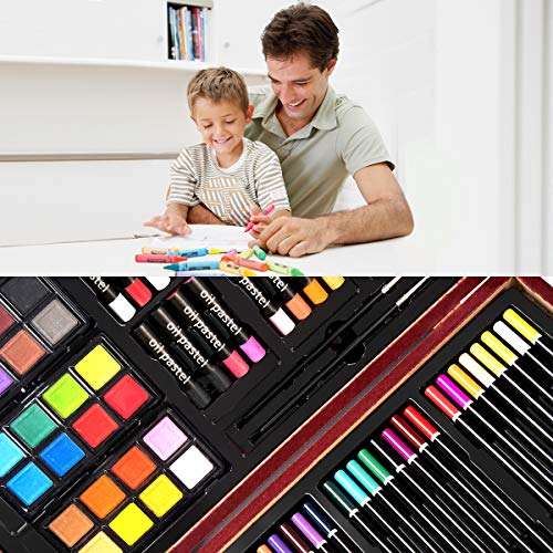Goplus 80-piece Deluxe Art Set Drawing and Painting w/Wood Case & Accessories