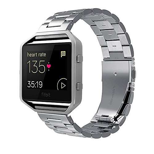 Juvnile Fitness Smart Watch Band Replacement for Fitbit Blaze, Premium Staineless Steel Fitbit Band