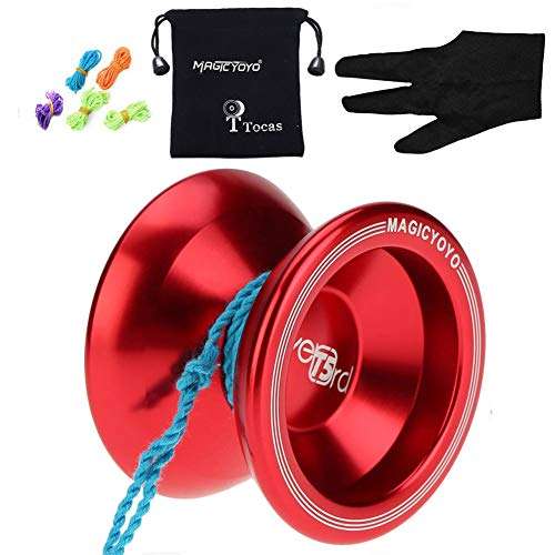 MAGICYOYO Unresponsive Yoyo T5 Overlord Aluminum Professional Yo-Yos Yoyo balls with 5 Strings Glov