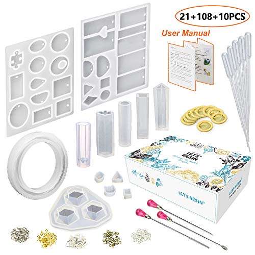 13 Pcs Resin Molds JOFAMY Resin Jewelry Molds, Resin Silicone Molds for Epoxy Resin, UV Resin, Resin