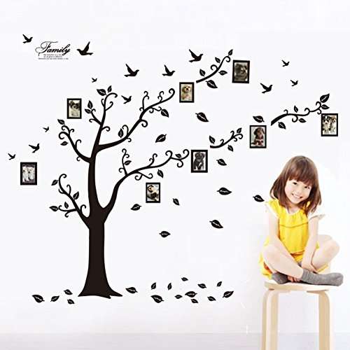 Large Family Tree Wall Decal. Peel & stick vinyl sheet, easy to install & apply history decor mural
