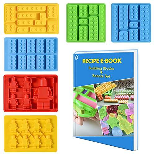 Silicone Candy Molds Chocolate Tray - Ice Cube Molds Building Blocks and Robots for Lego Lovers, Ca