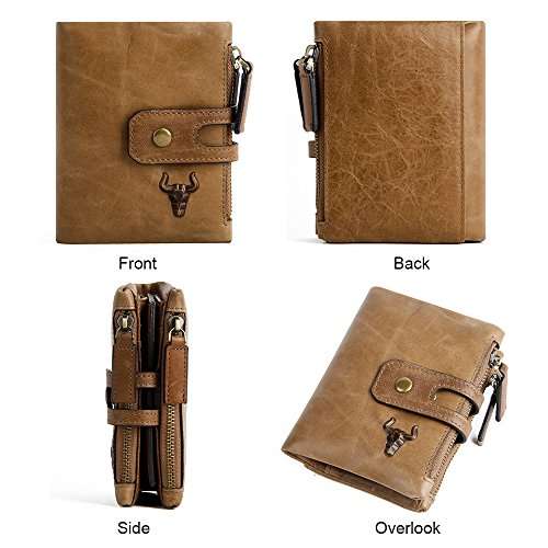 Men's Wallets With Zippers Leather Front Pocket RFID Wallets Mens Leather Wallet Bifold With ..