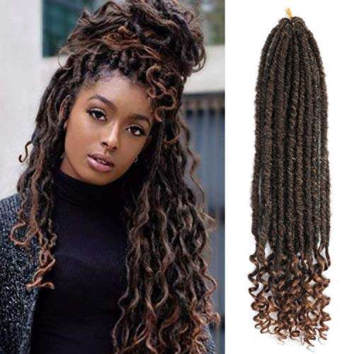 3Packs 14inch Goddess Faux Locs Crochet Braids Hair Twist Braiding Pre-looped Straight Faux locs wit