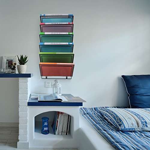 SamStar 6 Tier Hanging Wall File Holder Organizer, Legal / Letter Size, Metal Mesh Document Holder