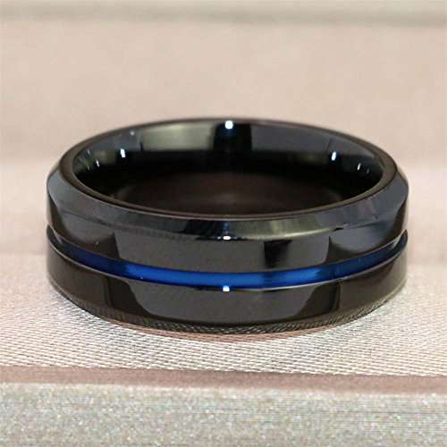 LOVERSRING His and Hers Wedding Ring Sets Couples Rings Women 10K Black Gold Filled Blue..