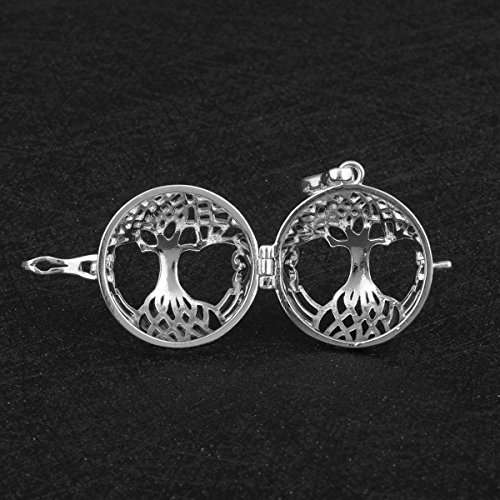 AEONSLOVE Silver Celtic Tree of Life Melody Harmony Ball Chime Bell Pendant Necklaces for Women Gif