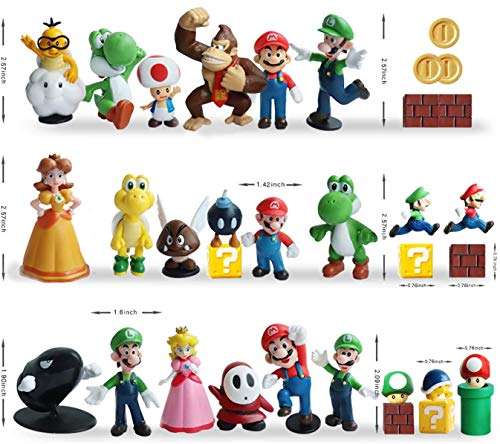 Pantyshka 33 PCS Super Mario Action Figures,Super Mario Bros Toys Figurines Peach Daisy Princess,...