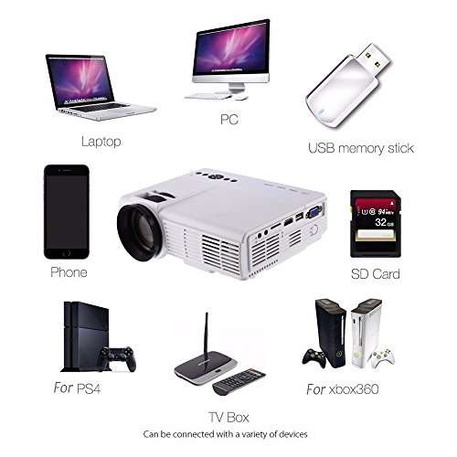 2017 Projector, Dihome Multimedia Video Projector Huge Screen Portable LED Projector Support Up To