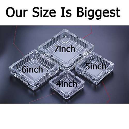 BSWEEII Large Square Glass Ashtrays for Cigars and Cigarettes Big Ashtray Outdoor for Patio Tableto
