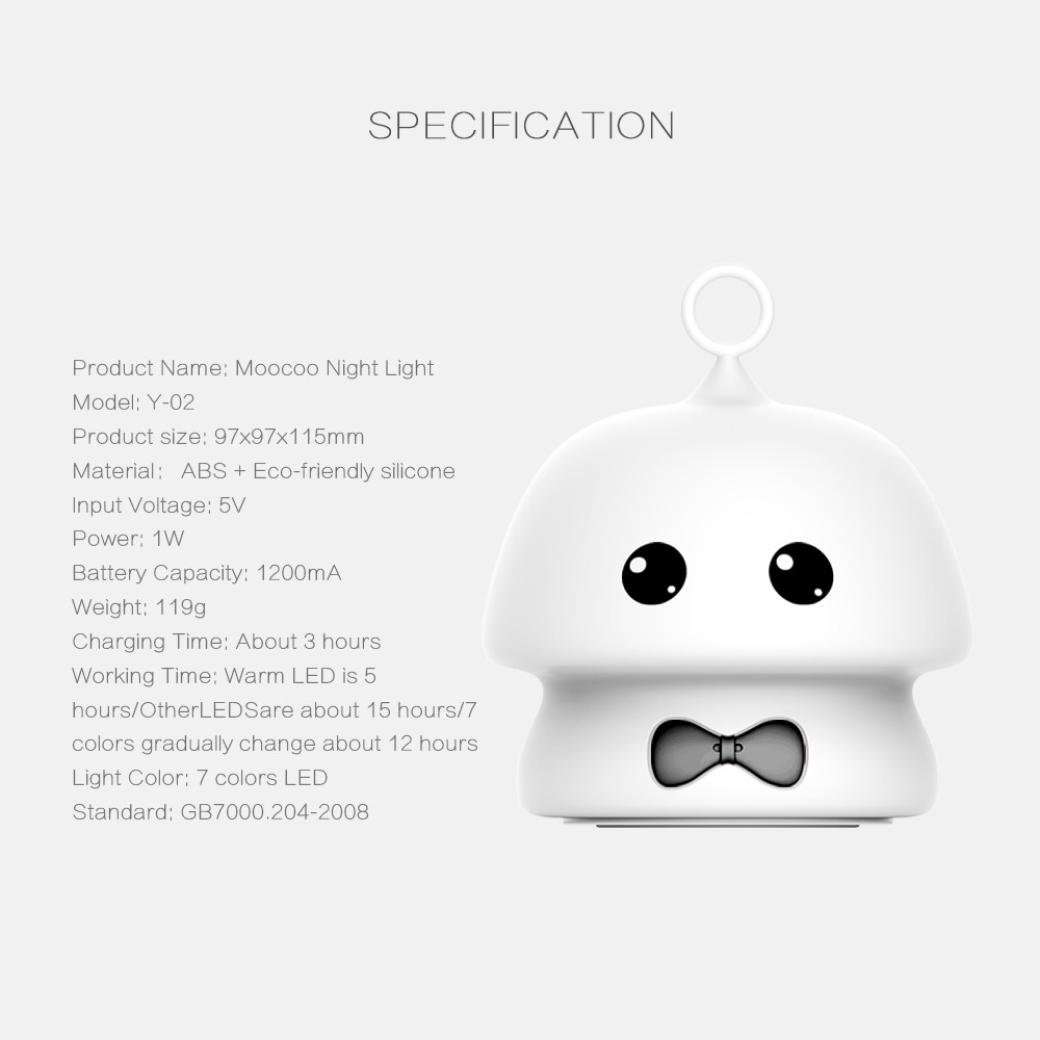 Night Light Baby LED Portable Silicone Cute Mushroom Nursery Soft Warm White Night Lamp Touch S