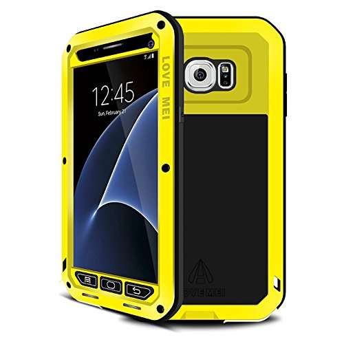 Galaxy S7 Case,bpowe Love Mei sturdy case Gorilla Glass Luxury Aluminum Alloy Protective Metal Wate
