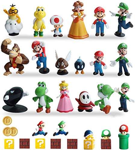 Pantyshka 33 PCS Super Mario Action Figures,Super Mario Bros Toys Figurines Peach Daisy Princess,...