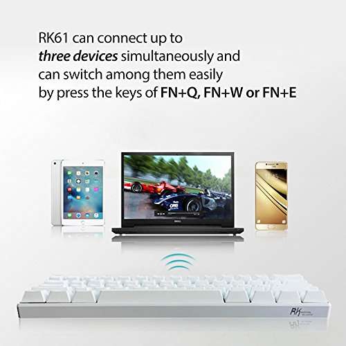 Royal Kludge RK61 61 Keys Wired/ Wireless Multi-Device Yellow LED Backlit Mechanical Gaming/O..