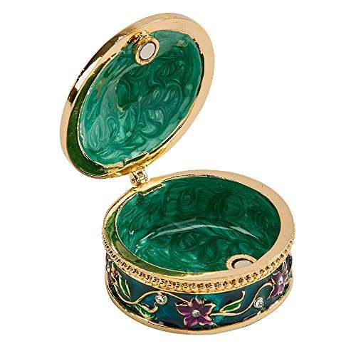 Flower Geometric Glitter Purple 2 x 2 Jeweled Metal Decorative Trinket Box