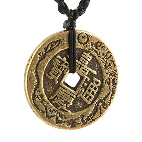 HZMAN Brass Talisman Chinese Feng Shui Coins Pendant Necklaces for Wealth and Success