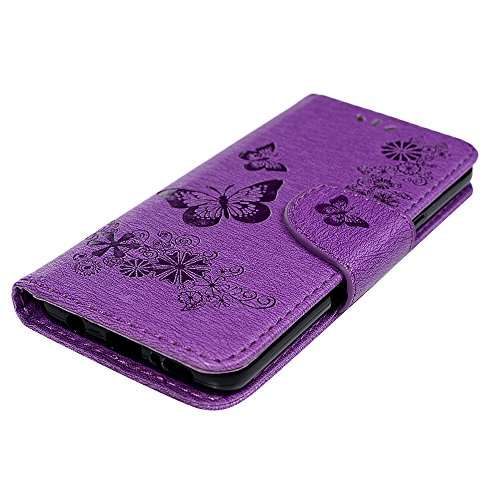 S9 Case, Samsung Galaxy S9 Case, Wallet Case Cover 3D Embossed Butterfly Totem Mandala Flower Flora
