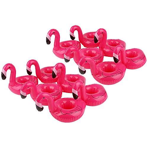 Mirenlife 12 Pieces Thicken Inflatable Flamingo Drink Holders, Inflatable Flamingo Coasters, Floata