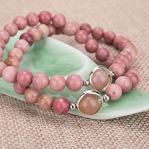 Bivei Premium Natural Genuine Gemstone Round Beads Multi Layer Crystal Bracelets in Gift Box