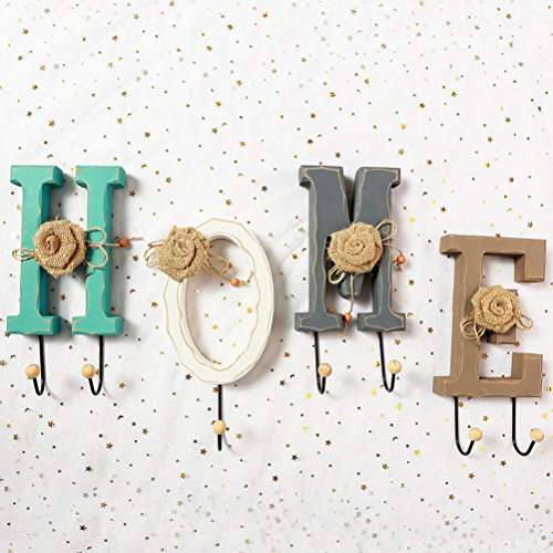 Healifty English HOME Letters Coat Hat Hooks Vintage Wooden Letters Home Decor Wall Furnishin..