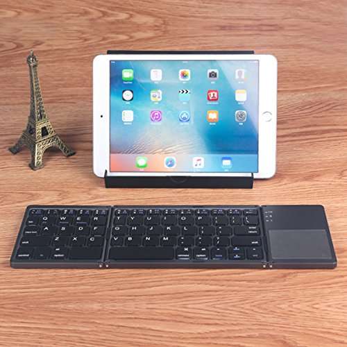 Folding Bluetooth Keyboard, Rechargeable Portable BT Wireless Foldable Mini Keyboard with Touchpad