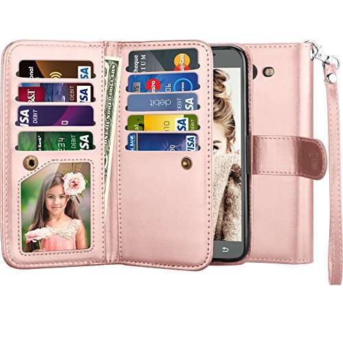 Njjex Galaxy J7 Sky Pro Wallet Case, For Galaxy J7 V /J7 Prime/J7 Perx Case, PU Leather [9 Card Slo