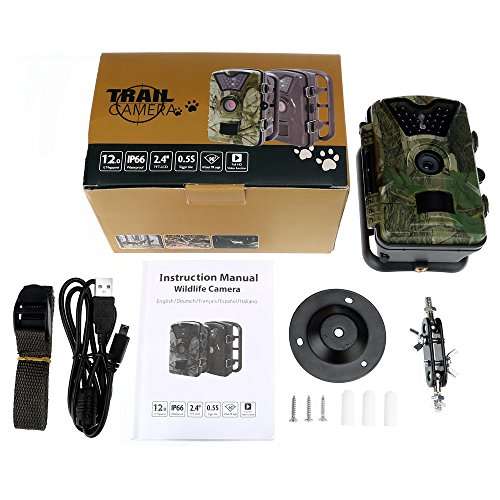 Remote Trail Camera Stealth Hunting Camera 1080P HD Night Vision 66 ft Self-timer Motion Sensor IP6