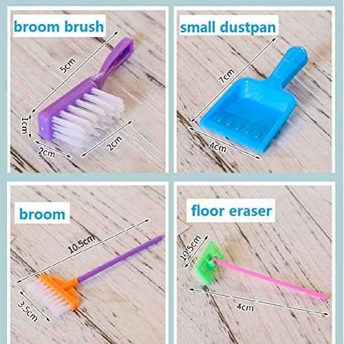 Leisial9 pack Kids Toy Cleaning Set House Toy Mop Broom Brush and Dustpan Pretend Play Toy Kit For