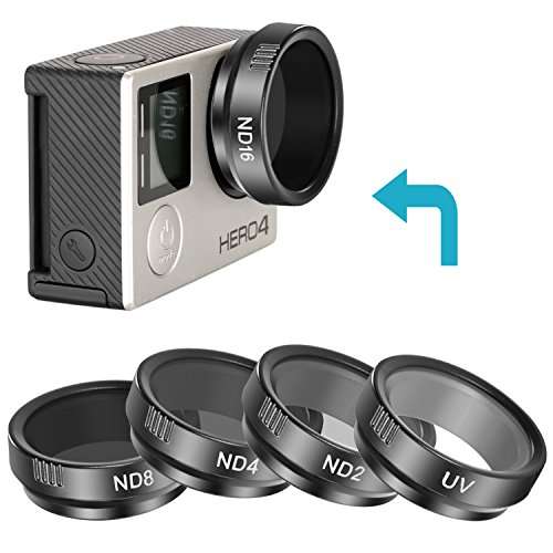 Neewer 5 Pieces Cinematic Filter Set for GoPro Hero 4 3+, Ultra Lightweight Filters for Production,