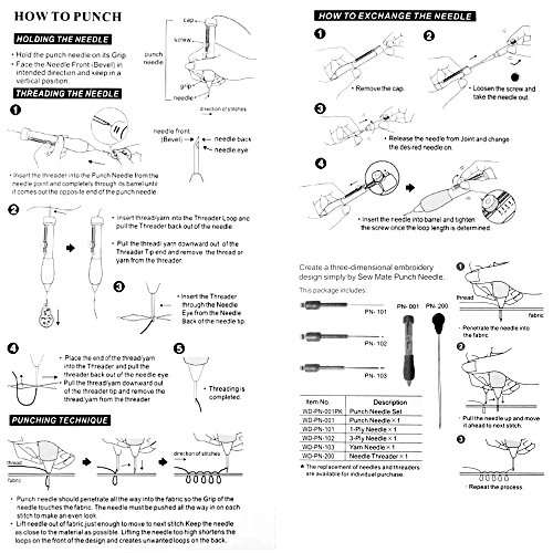 AHOMATE Magic Patterns Punch Needle Kit Craft Tool Embroidery Pen Set, Threads for Sewing Knitting