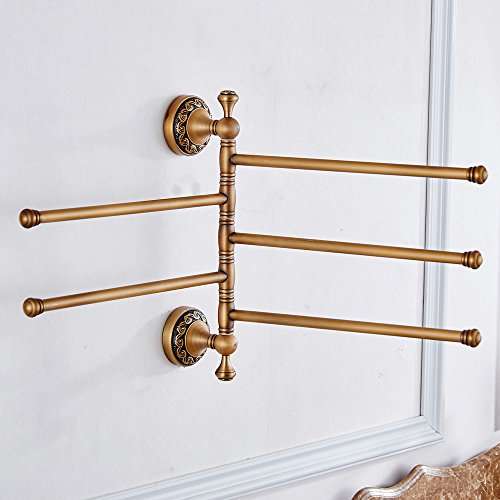 Leyden TM Antique Brass Active 5-Arm Swing Towel Rack Towel Rotated Bar Organizer Holder Wall..