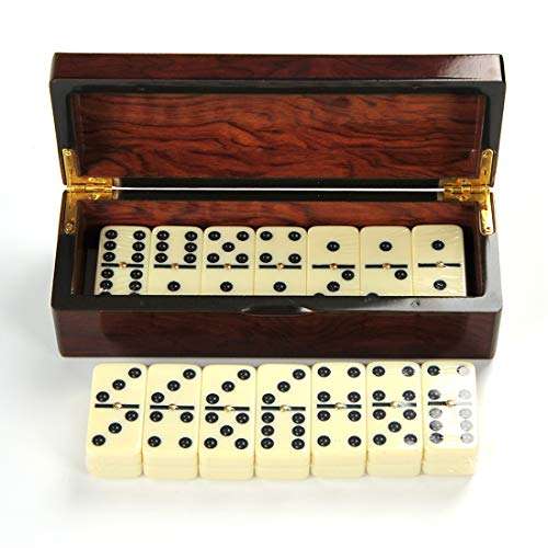 MINGXUN Double 6 Dominoes Gift Set 28 Tiles with Spinner in Wooden Box...