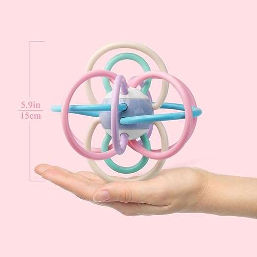 Baby Rattle and Teether Ball | Perfect for Teething, Sensory, and Fine Motor Skill Development | Sui