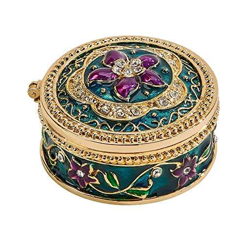 Flower Geometric Glitter Purple 2 x 2 Jeweled Metal Decorative Trinket Box