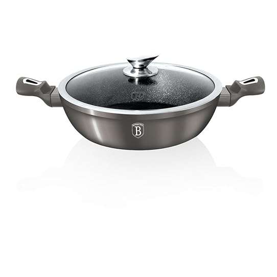 Berlinger Haus - 24 cm Forged Aluminium Shallow Pot with Lid - Carbon (READ THE DESCRIPTION)